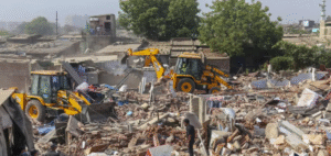 Indore anti-encroachment drive with bulldozers demolishing illegal structures